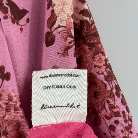 LINE AND DOT Bloom Blouse Size Extra Small NWT Pink Floral Halter Cropped Top - Picture 12 of 13